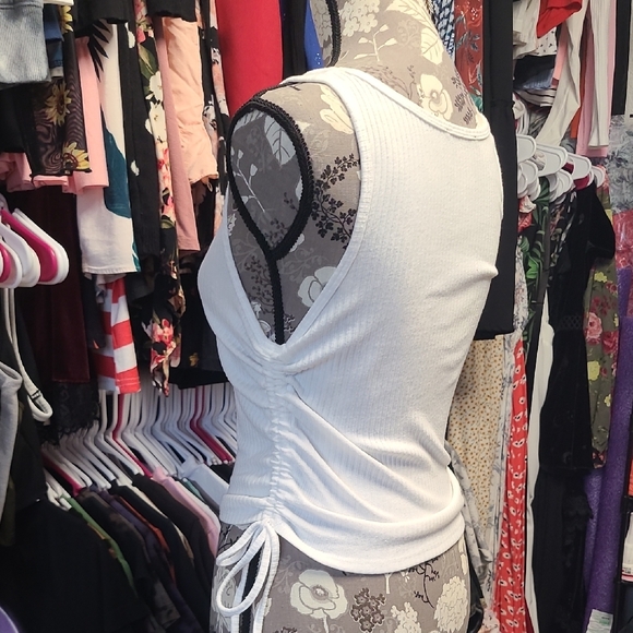 White Ribbed Tank Top - Picture 6 of 7